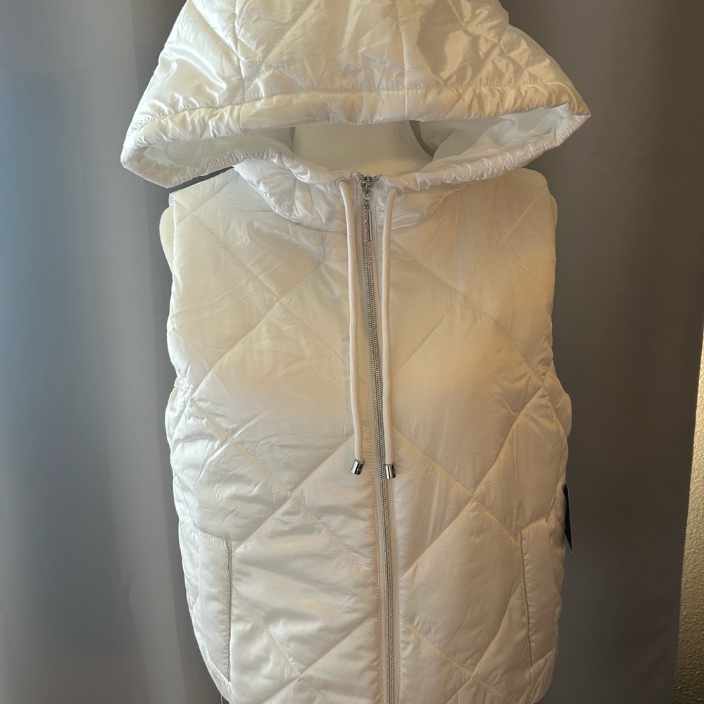 Marc New York White Quilted Hooded Jacket